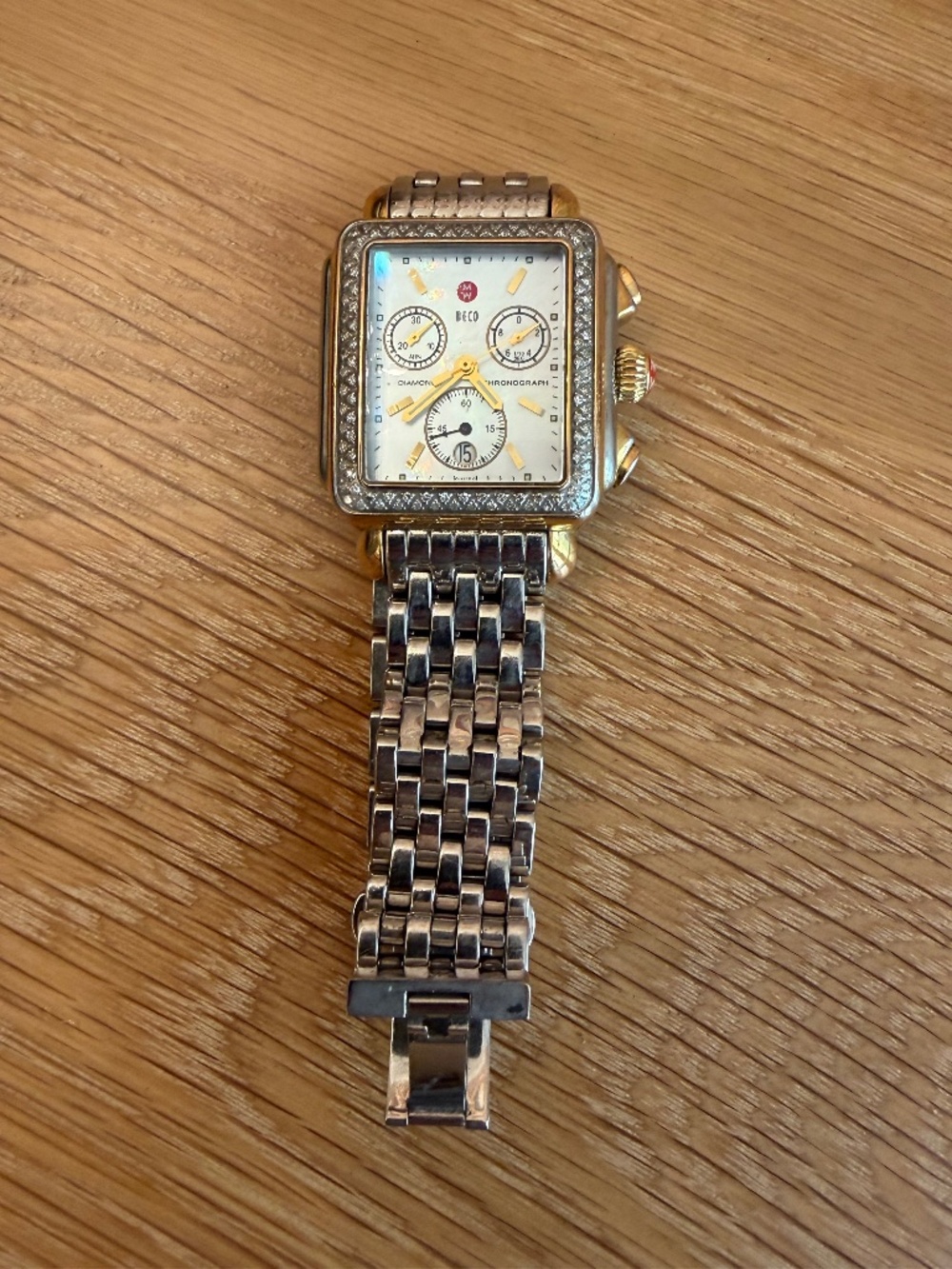 Michele Deco Diamond Chronograph Two-Tone Watch 108 Diamonds